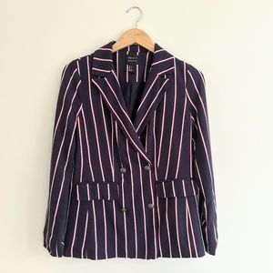 FOREVER 21 Navy Pinstriped Double Breasted Blazer